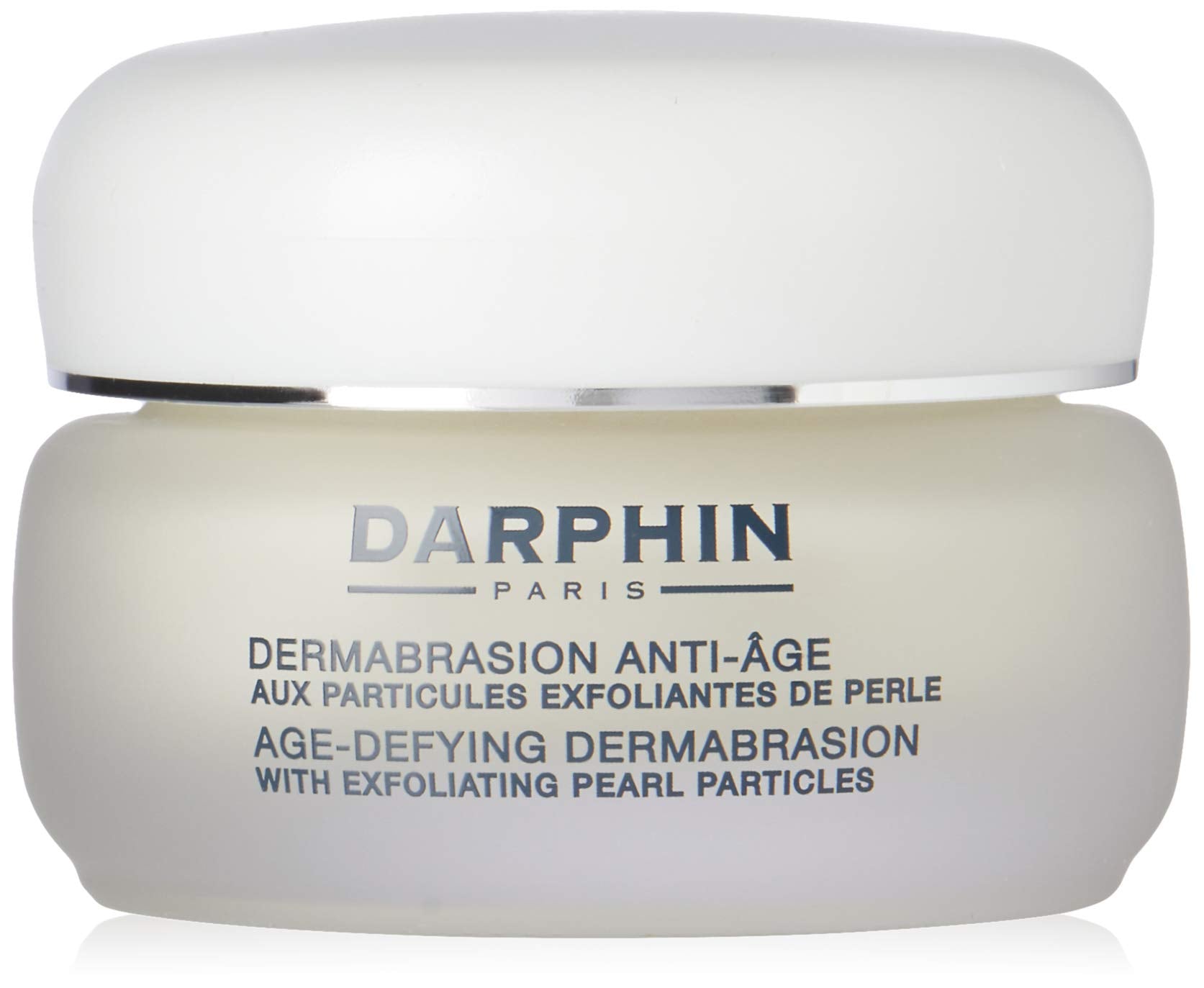 Darphin Paris Age-Defying Dermabrasion Exfoliator jar with white container and silver band on Tampa Home & Garden Store