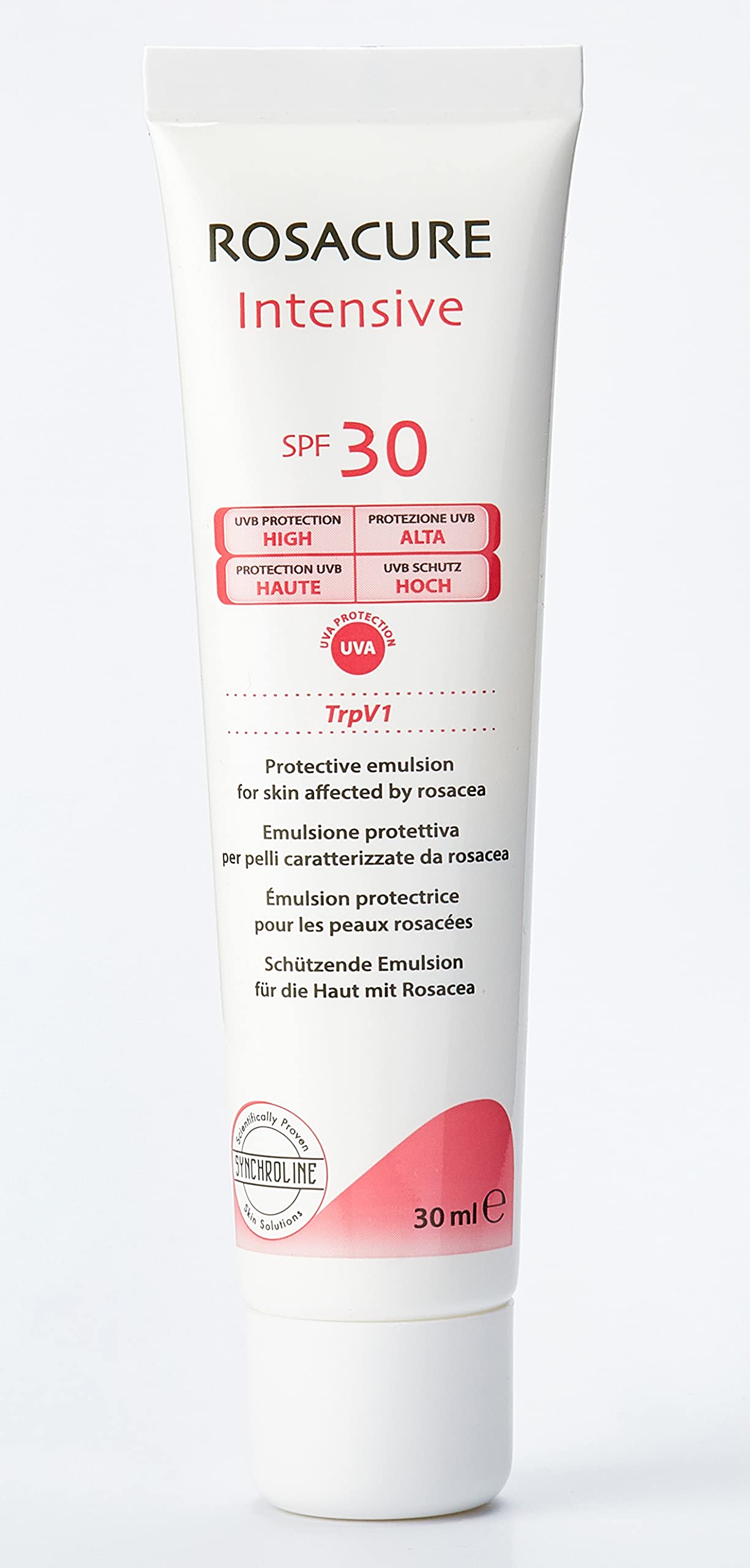 Synchroline Rosacure Intensive Cream SPF30 facial sunscreen white tube with red text 30 ml on Tampa Home & Garden Store
