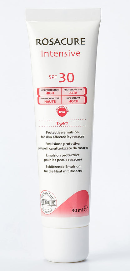 Synchroline Rosacure Intensive Cream SPF30 facial sunscreen white tube with red text 30 ml on Tampa Home & Garden Store