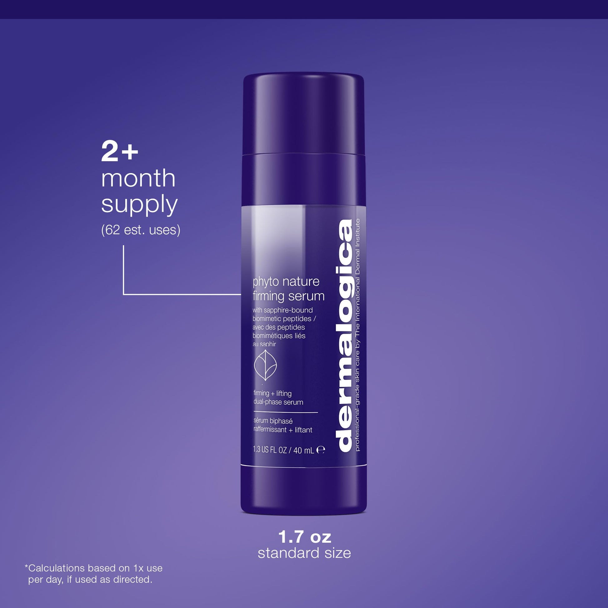 Phyto-Nature Firming Serum bottle in deep purple with Dermalogica branding on Tampa Home & Garden Store