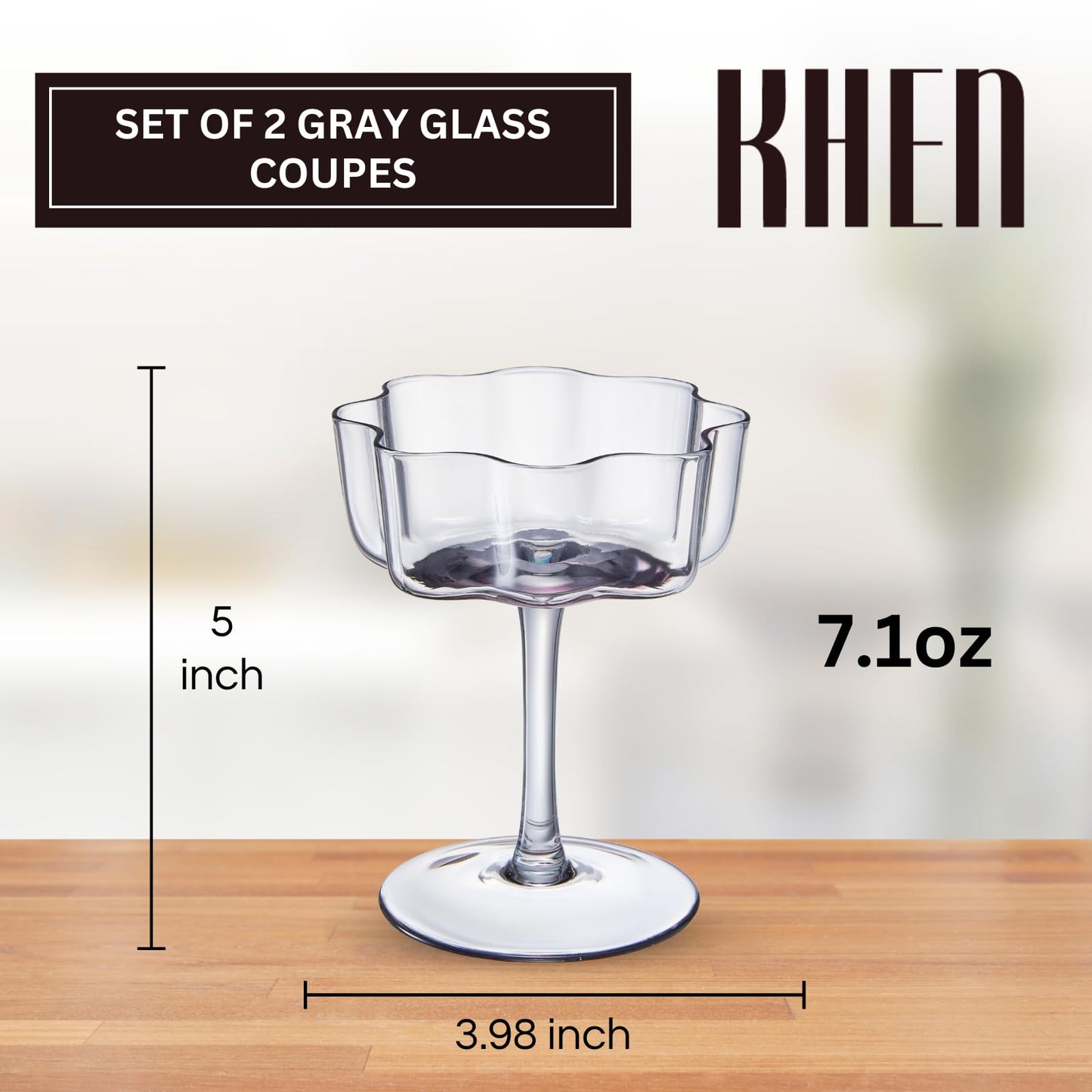 Flower Wave Coupe Cocktail Glasses Set For Two