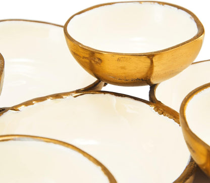 Gold Enamel Serving Bowls in Cluster of 9