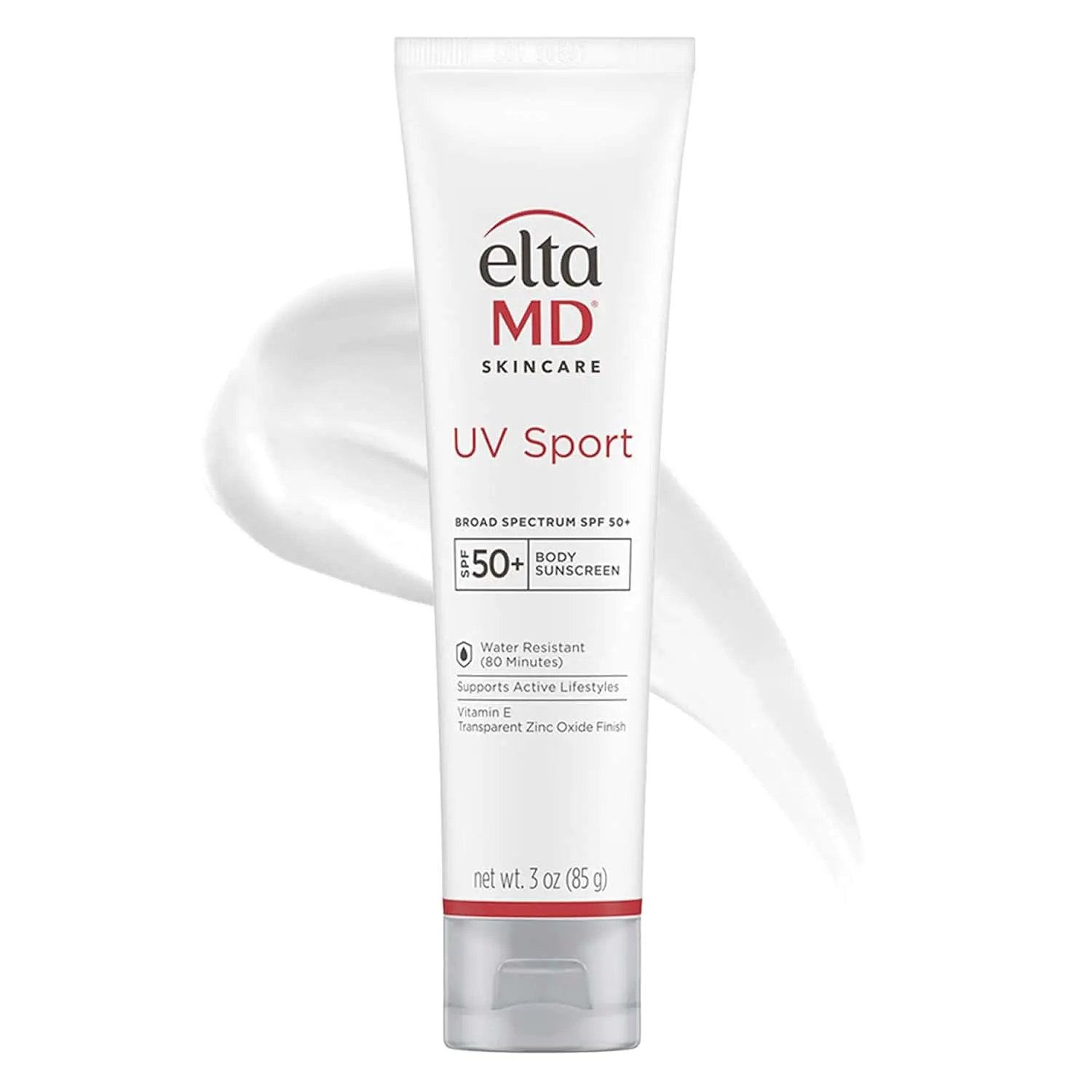 EltaMD UV Sport sunscreen tube white with red logo SPF 50+, water resistant 3 oz Nava Beauty on Tampa Home & Garden Store