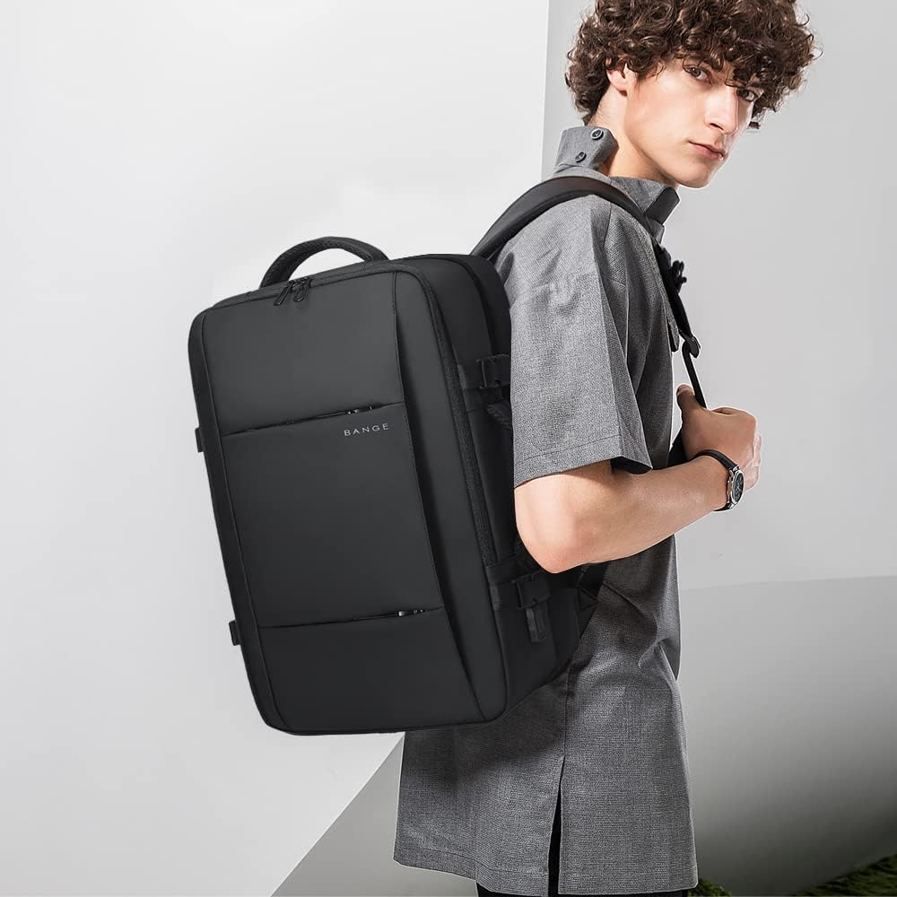 Expandable Travel Backpack 26–45L laptop backpack, black Moktan Sabai with front zip pocket on Tampa Home & Garden Store