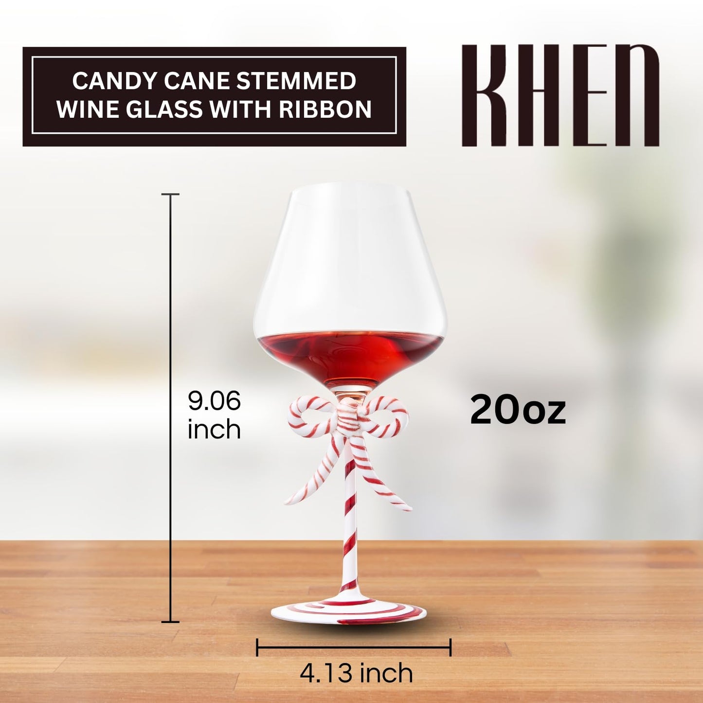 Christmas Candy Cane Stem Wine Glasses A Pair