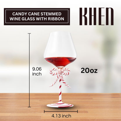 Christmas Candy Cane Stem Wine Glasses A Pair