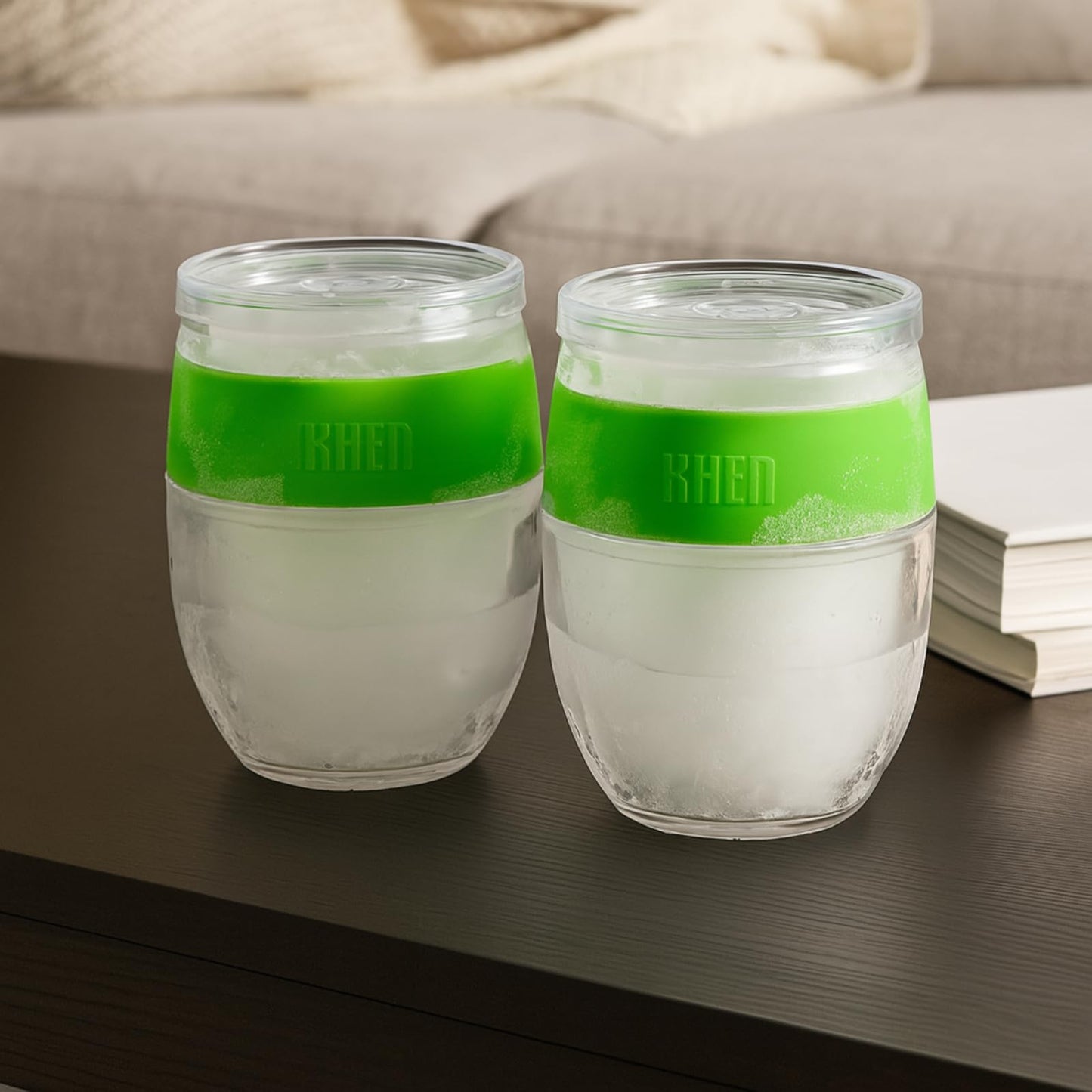 Stemless Acrylic Wine Glasses Set Of Two Green
