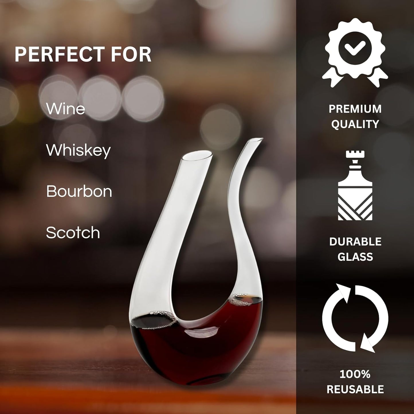 Curved Glass Wine Decanter and Aerator 25 Oz