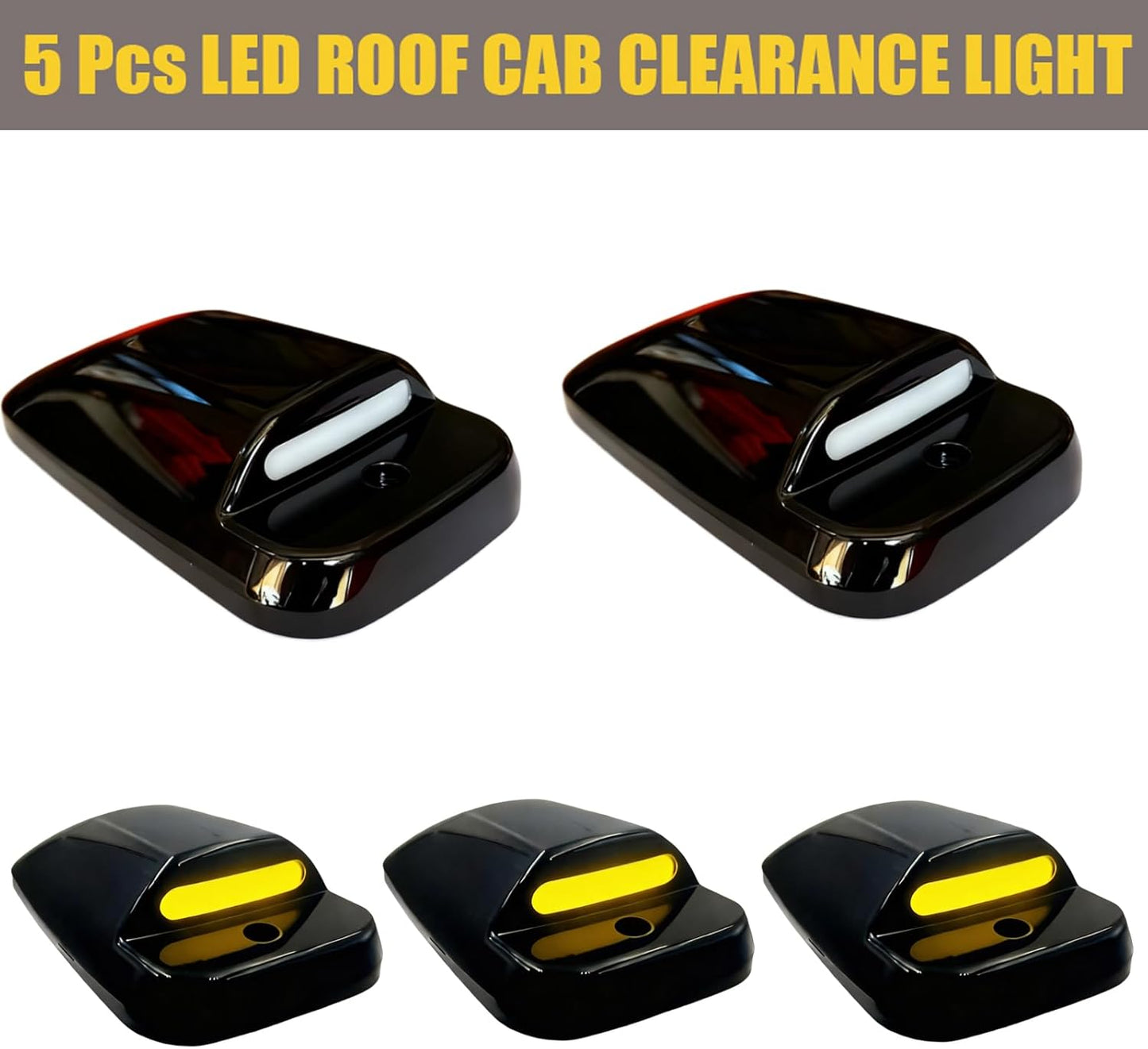 Slim-Line LED roof cab lights for 2003-2018 Ram HD; smoked white/amber housing, AutoLEDTech.com 6-pack on Tampa Home & Garden Store