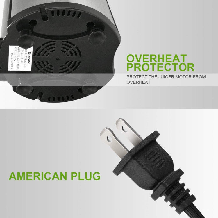 Extractor de zumo eléctrico de 2 velocidades para frutas y verduras