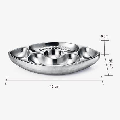 Silver Brass Football Chip and Dip Serving Bowl