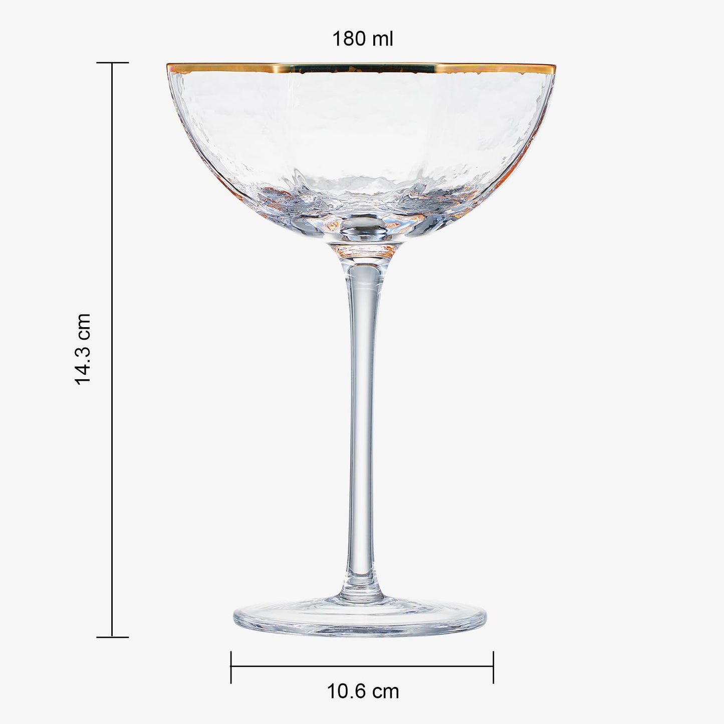 Art Deco Champagne Cups and Gold Rim Set of Four