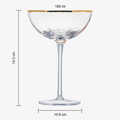 Art Deco Champagne Cups and Gold Rim Set of Four