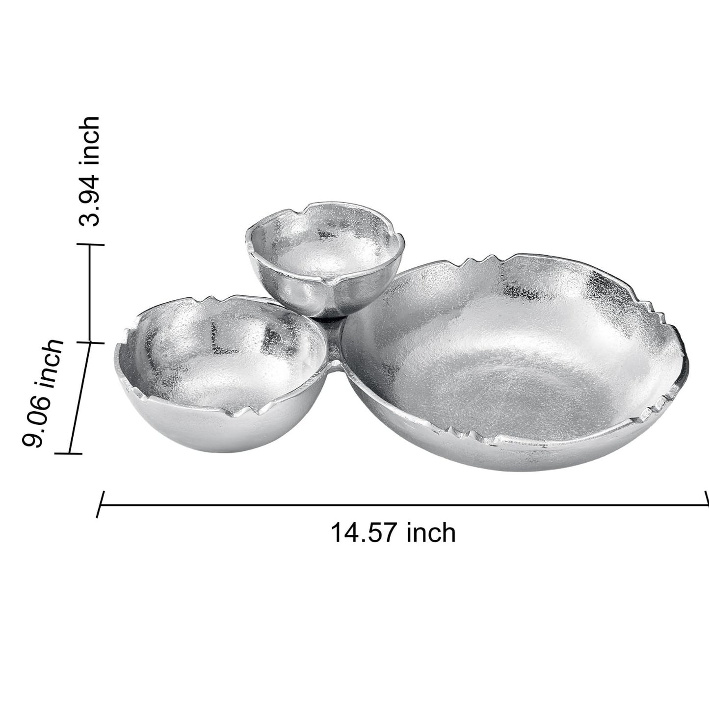 the Three Silver Bowl Cluster Snack Serving Tray