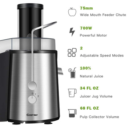 Exprimidor Eléctrico de 2 Velocidades para Frutas y Verduras