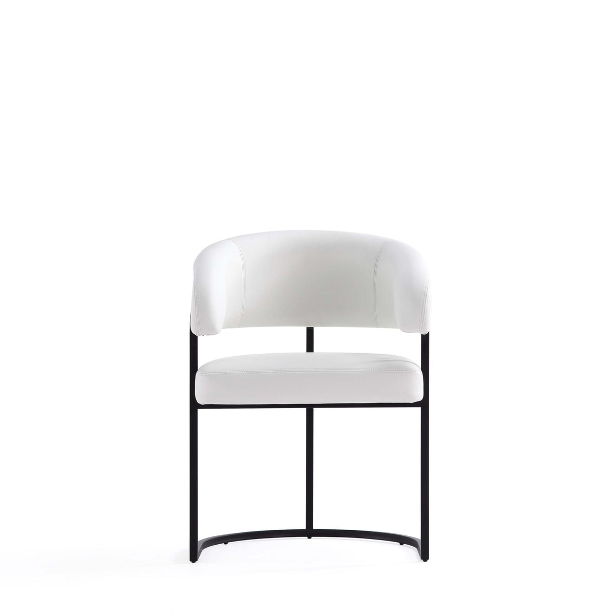 Geometric Base dining chair white vegan upholstery with black metal legs by HouseOfZazla on Tampa Home & Garden Store