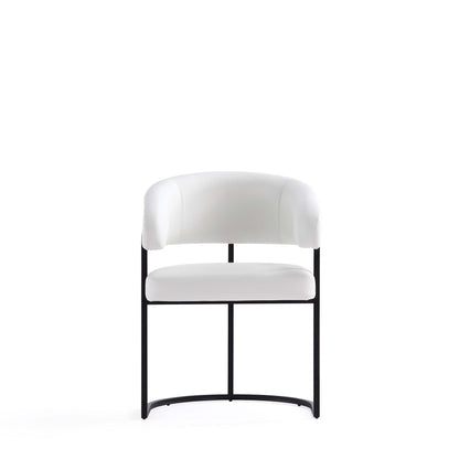 Geometric Base dining chair white vegan upholstery with black metal legs by HouseOfZazla on Tampa Home & Garden Store
