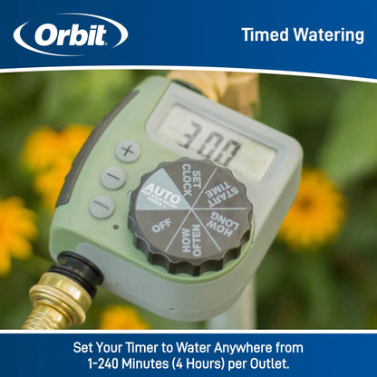 Hose Faucet Timer With One Dial Outlet Orbit Irrigation, gray-green sprinkler controls on Tampa Home & Garden Store
