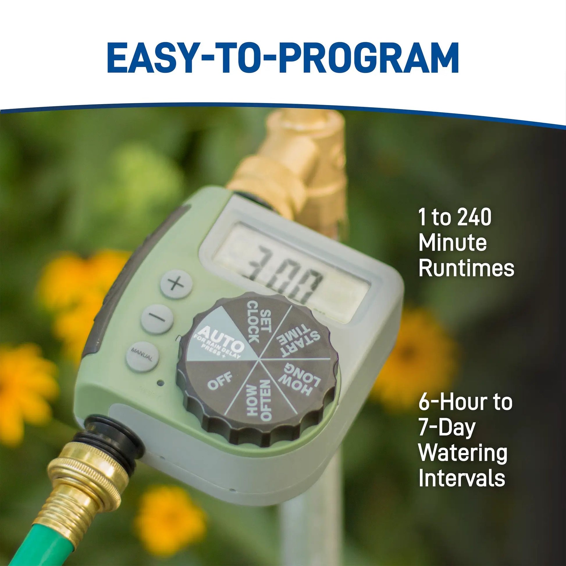 Hose Faucet Timer With One Dial Outlet Orbit Irrigation plastic body with brass connector on Tampa Home & Garden Store