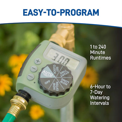 Hose Faucet Timer With One Dial Outlet Orbit Irrigation plastic body with brass connector on Tampa Home & Garden Store