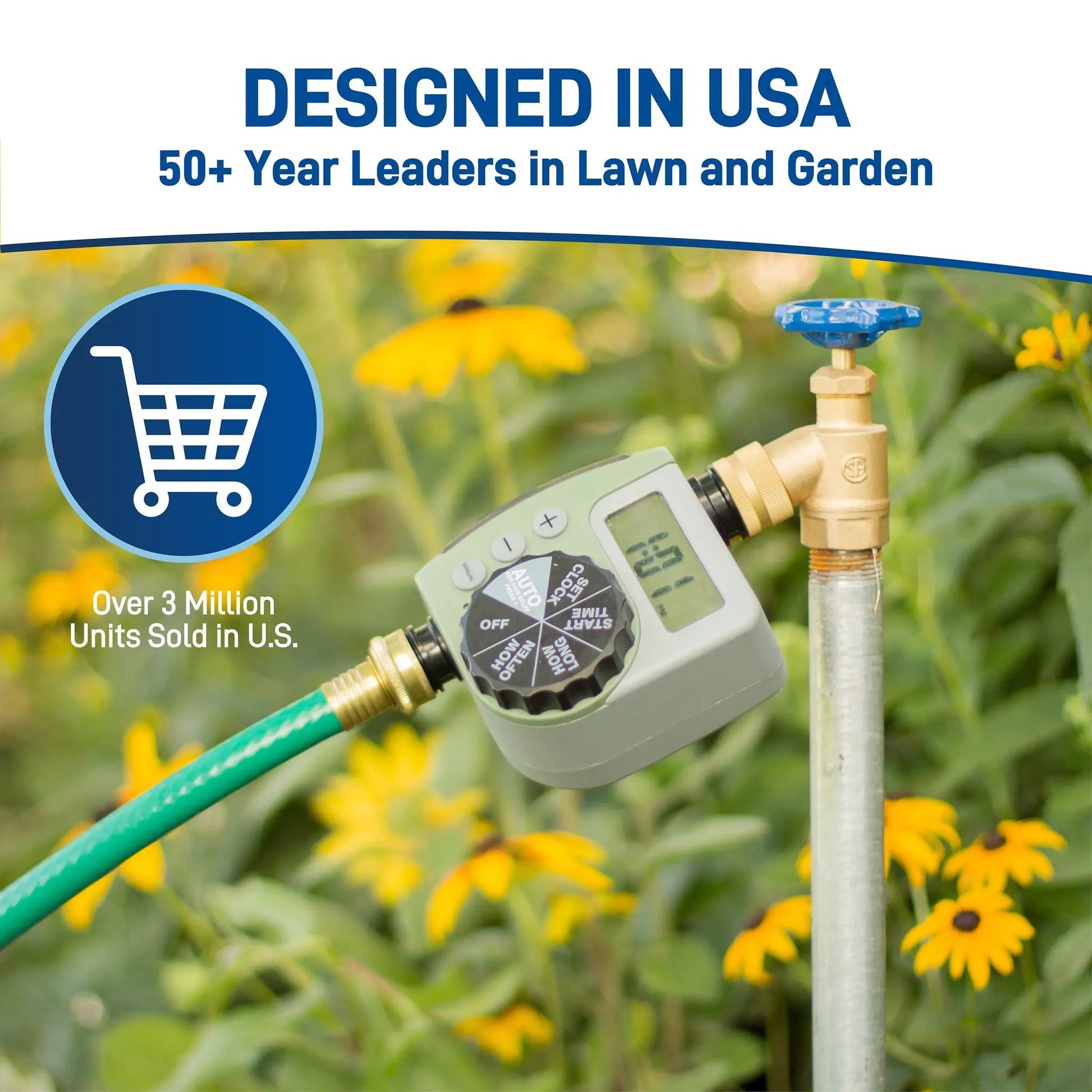 Orbit Hose Faucet Timer with One Dial Outlet blue dial control on garden hose on Tampa Home & Garden Store