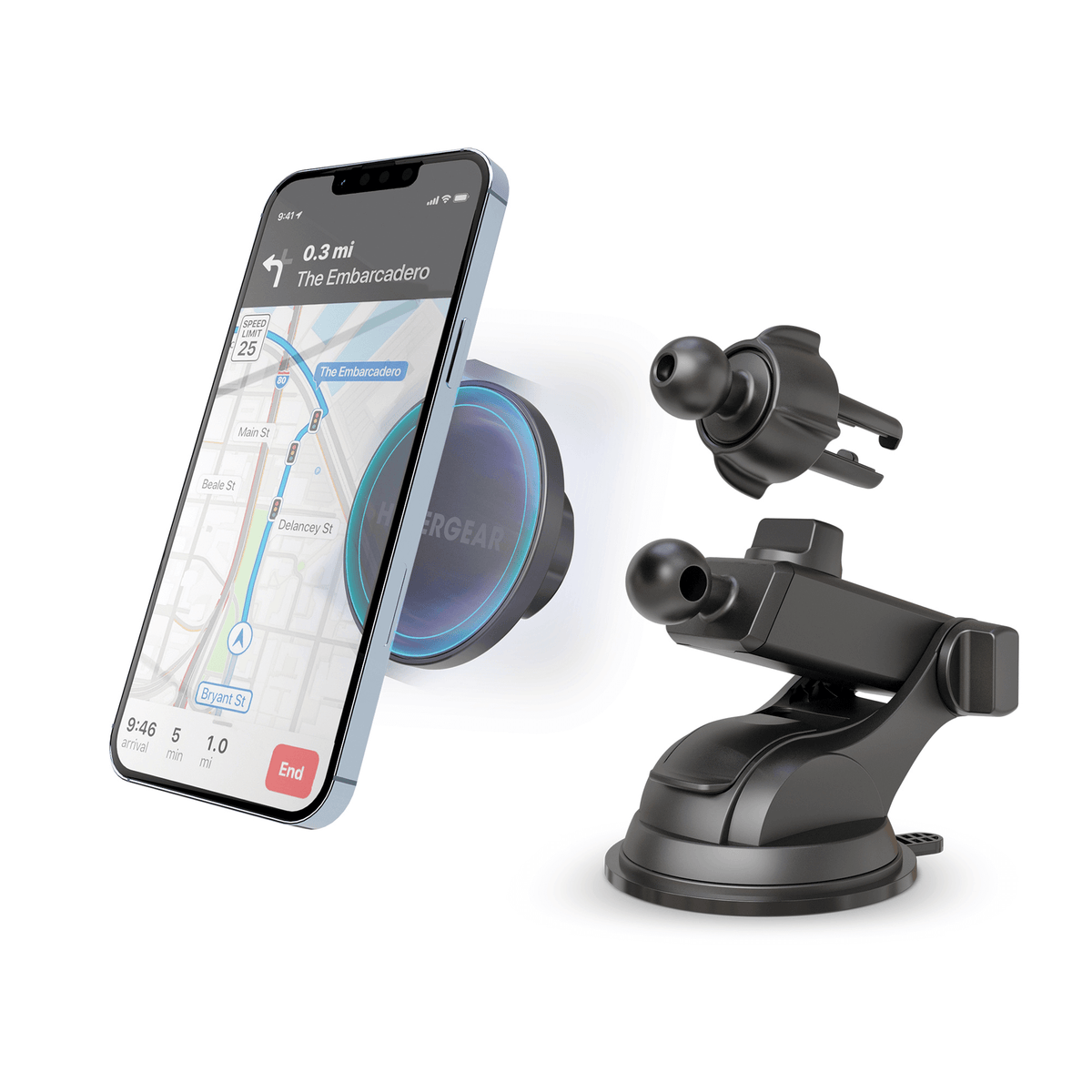 MagGrip MagSafe Phone Mount Kit by Best Product Finds, black magnetic phone holder with suction base on Tampa Home & Garden Store