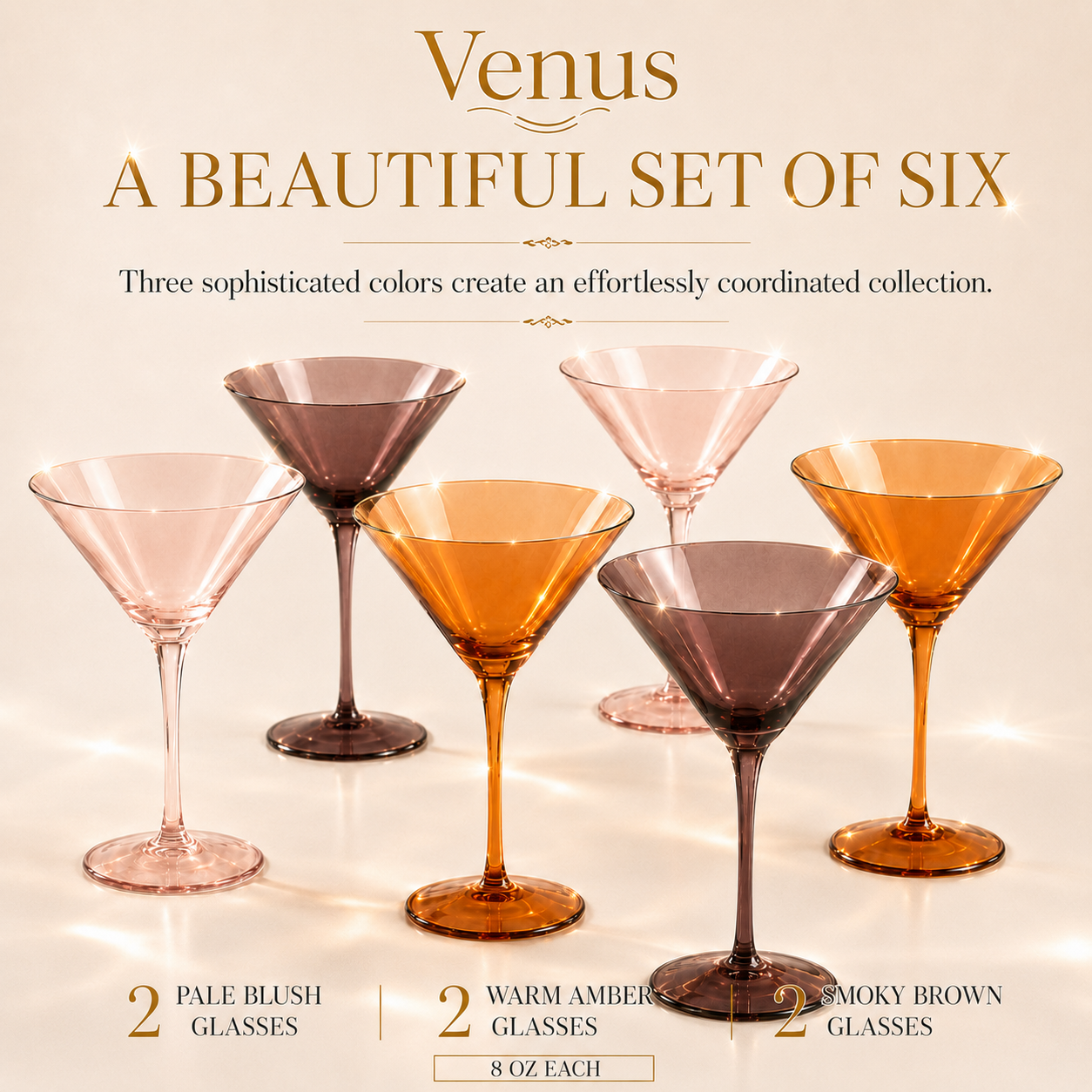 Venus Martini Cocktail Glassware and Set