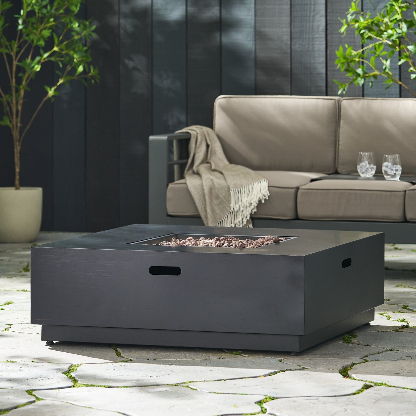 39'' Square Iron Fire Pit 50,000 BTU black by HouseOfZazla on Tampa Home & Garden Store