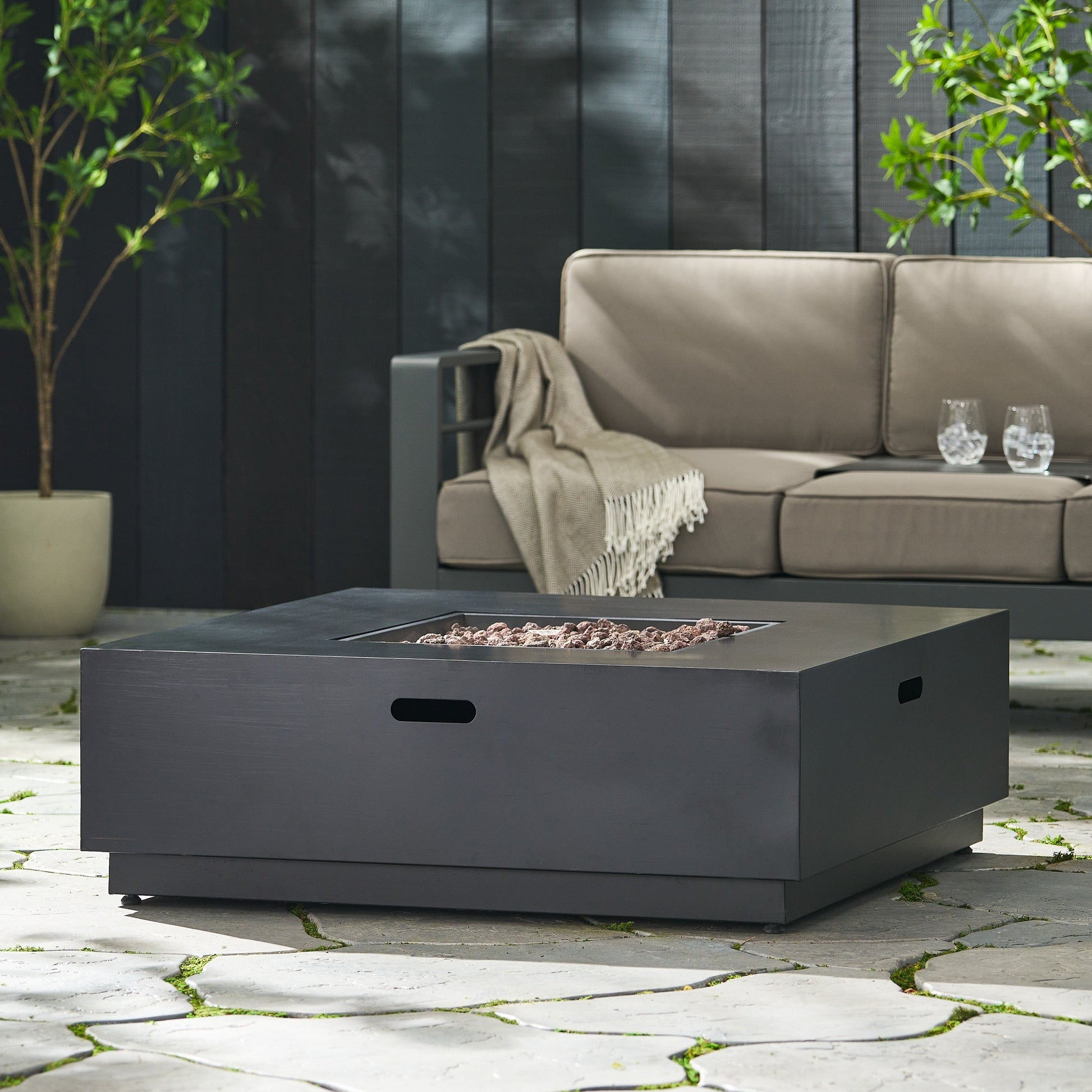 39'' Square Iron Fire Pit 50,000 BTU black by HouseOfZazla on Tampa Home & Garden Store