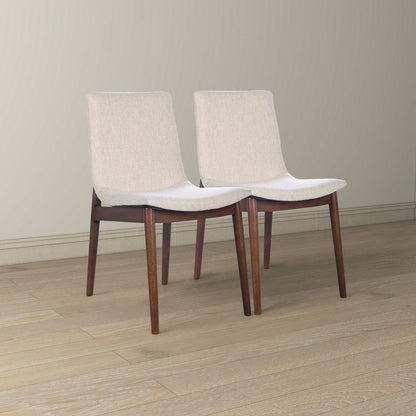 Beige dining chairs set of 2 with fabric upholstery and solid wood legs on Tampa Home & Garden Store