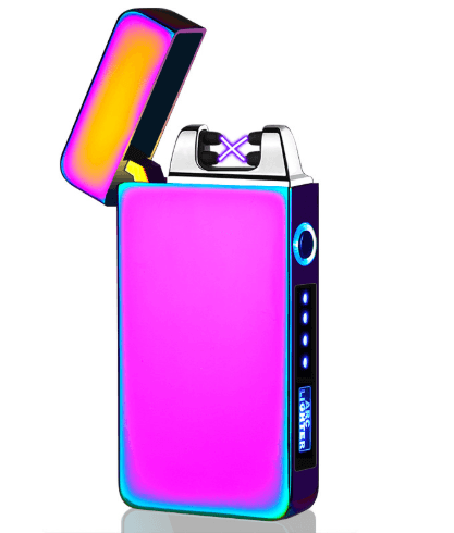 Stevvex electric lighter rainbow metal body windproof double-arc plasma USB rechargeable on Tampa Home & Garden Store