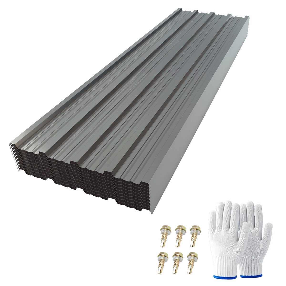 HouseOfZazla Corrugated galvanized steel roofing panels set of ten with screws and gloves on Tampa Home & Garden Store