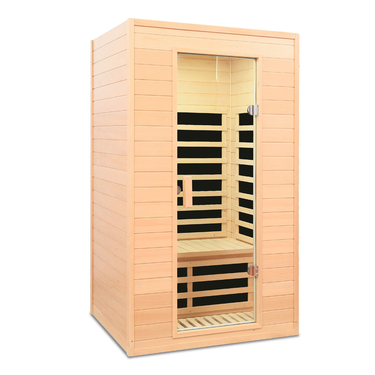 Hemlock Far Infrared Indoor Sauna Room with LCD Controls, light brown finish HouseOfZazla on Tampa Home & Garden Store