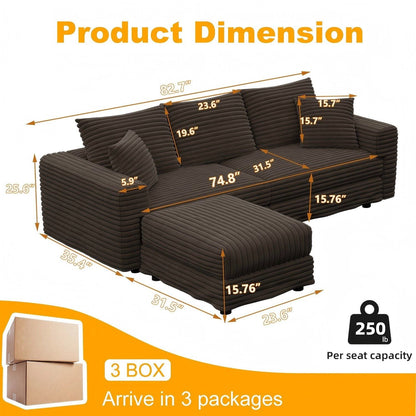 Deep Seat Sofa Bed With Ottoman and Soft Pillows