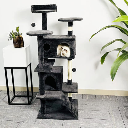 Sell My Stuff black plush cat tree climbing frame with condo and hanging ball on Tampa Home & Garden Store