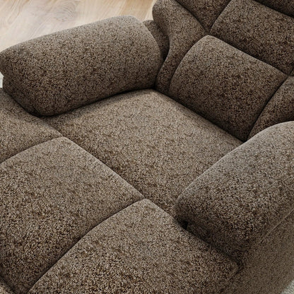 Swivel Glider Recliner upholstery close-up in brown speckled fabric on Tampa Home & Garden Store