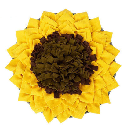 Dog sniffing mat puzzle toy with sunflower yellow outer petals and brown center by Sell My Stuff on Tampa Home & Garden Store