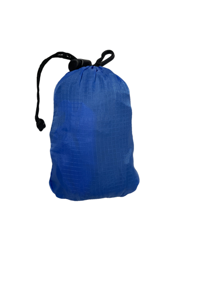 Blue polyester day pack by River Country Gear with black drawstring closure on Tampa Home & Garden Store