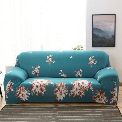 Stretch sofa cover teal floral slipcover for a 3-seat couch FLIPSTYLEZLLC on Tampa Home & Garden Store