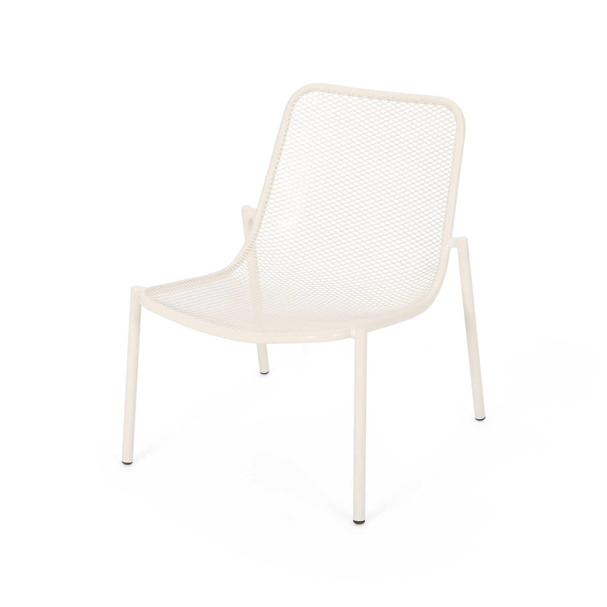 Kincaid Stackable Iron Chair by HouseOfZazla, white powder-coated metal outdoor armless chair on Tampa Home & Garden Store