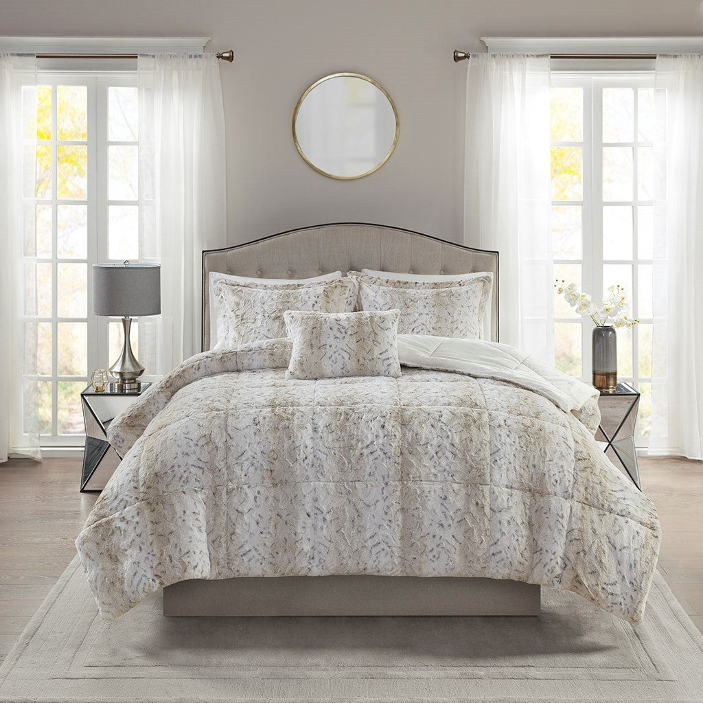 King Size Faux Fur Comforter and Pillow Set