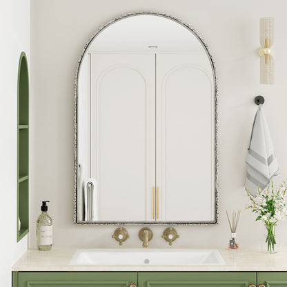 Arched wall mirror by HouseOfZazla with shatterproof glass in silver finish on Tampa Home & Garden Store