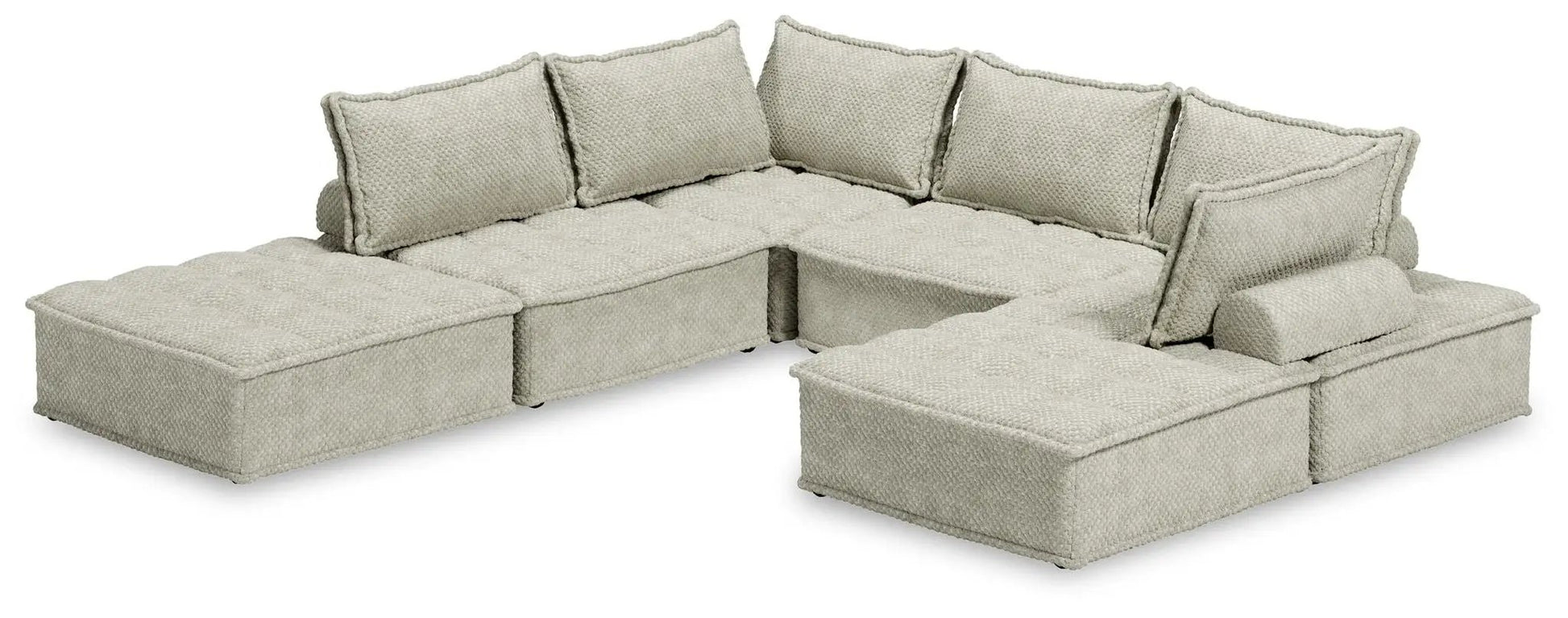 Bales Sectional beige textured stationary sofa with cushions and ottomans Unique Piece Furniture on Tampa Home & Garden Store