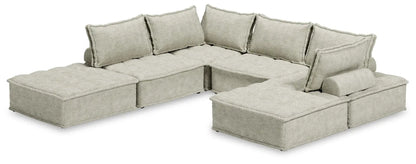 Bales Sectional beige textured stationary sofa with cushions and ottomans Unique Piece Furniture on Tampa Home & Garden Store