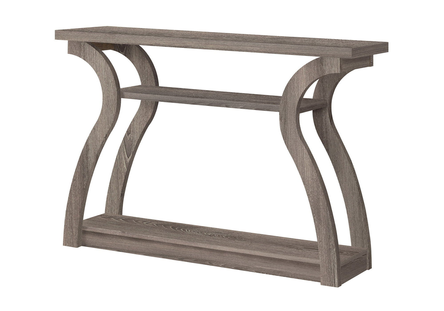 Accent Console Table for Entryway with unique curved circular legs and two-tier wood finish on Tampa Home & Garden Store