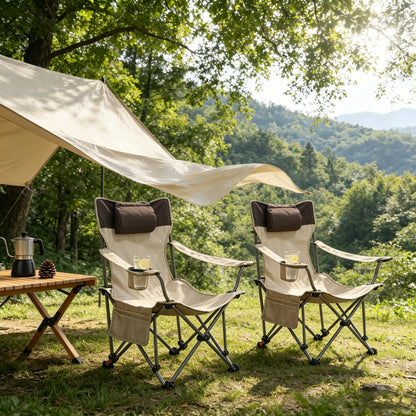 Two Comfortable Folding Outdoor Chairs and Cover