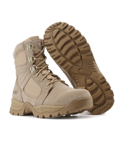 Botas tácticas Kiwi Rugged Sand Suede de 18 cm con cremallera, resistentes al agua [R62200]