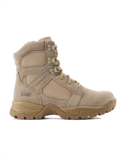 Botas tácticas Kiwi Rugged Sand Suede de 18 cm con cremallera, resistentes al agua [R62200]