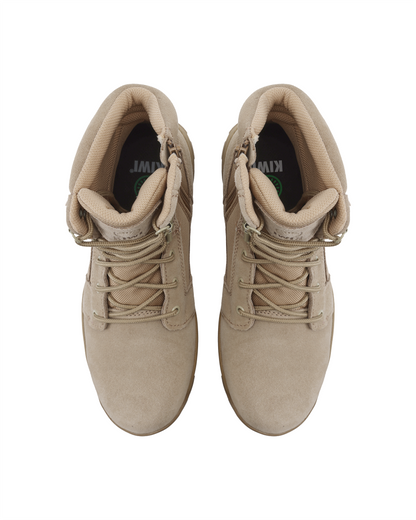 Botas tácticas Kiwi Rugged Sand Suede de 18 cm con cremallera, resistentes al agua [R62200]