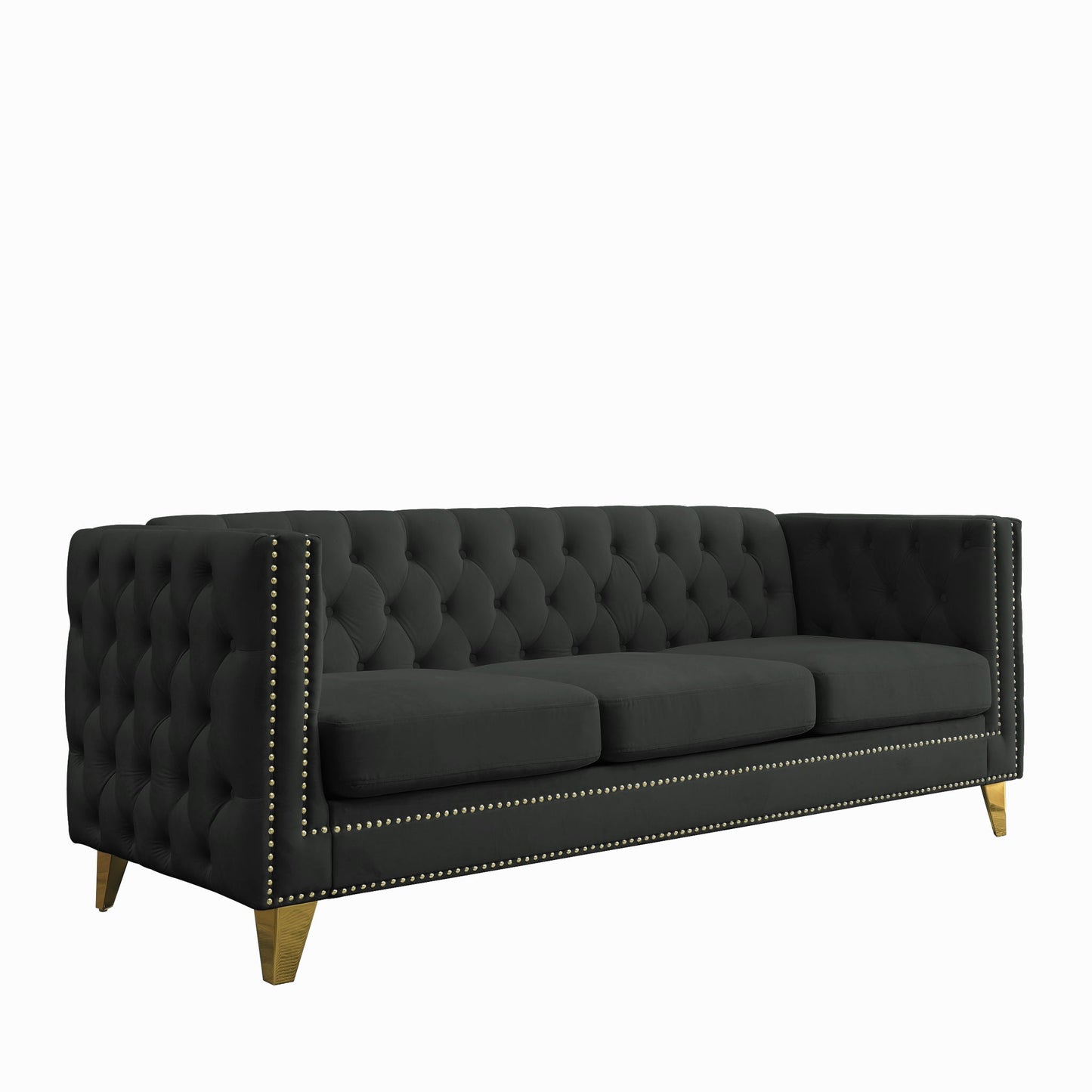 Modern Button Tufted Sofa With Nailhead Trim